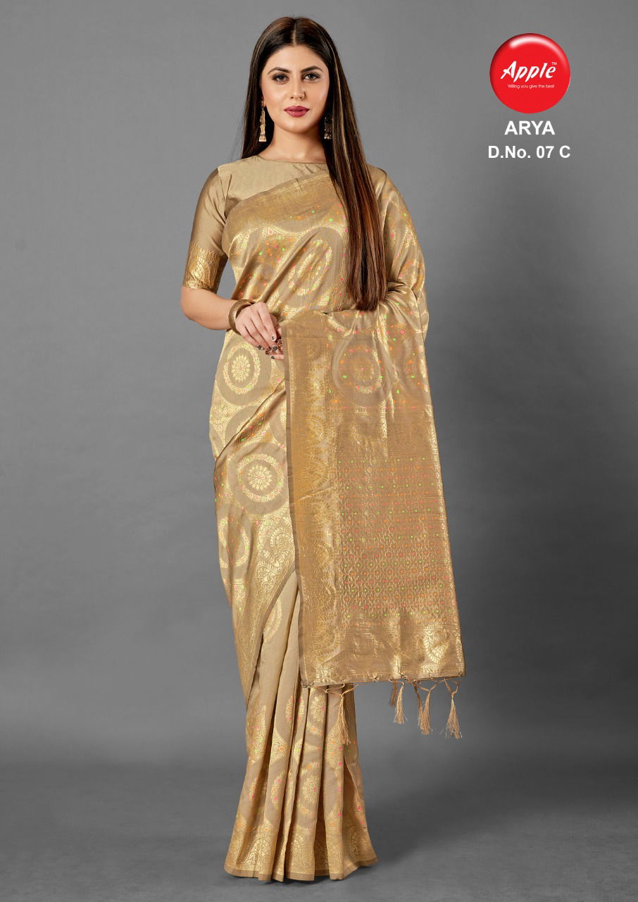 Apple Arya 07 Latest Fancy Designer Festive Wear   Blend  Silk Saree Collection 